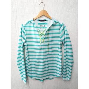 Stio CFS Sun Hoodie Teal Striped Women's Size XS